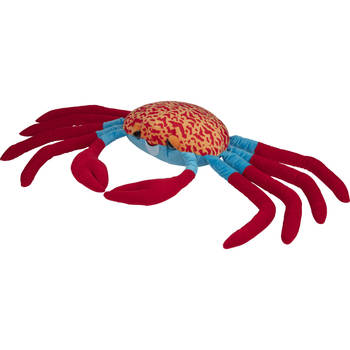 Nature Planet Knuffeldier Krab - pluche stof - premium knuffels - rood/blauw - 120 cm - Knuffel zeedieren