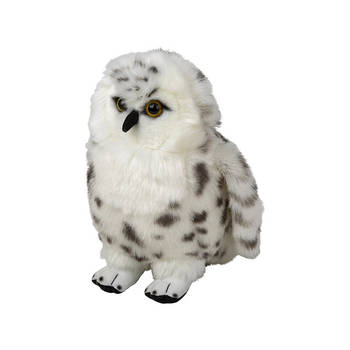 Nature Planet pluche knuffel - sneeuwuil - 18 cm - dieren knuffels - vogels - Vogel knuffels