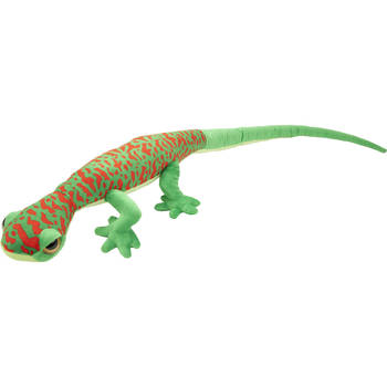 Nature Planet Knuffeldier Gekko Hagedis - pluche stof - premium knuffels - groen/rood - 112 cm - Knuffeldier