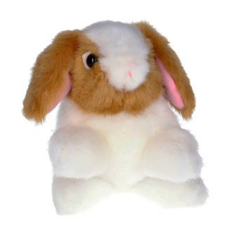 Pluche knuffel konijn bruin/wit 18 cm - Knuffel huisdieren