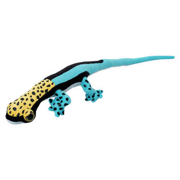 Nature Planet Knuffeldier Gekko Hagedis - pluche stof - premium knuffels - blauw/geel - 62 cm - Knuffeldier