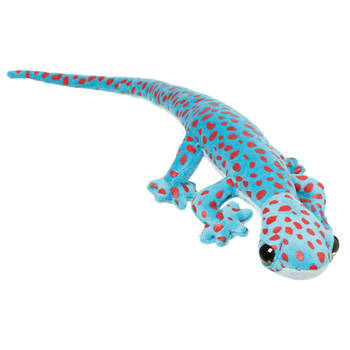 Nature Planet Knuffeldier Gekko Hagedis - zachte pluche stof - premium knuffels - blauw - 62 cm - Knuffeldier