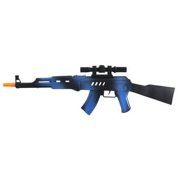 Verkleed speelgoed Politie/soldaten geweer - machinegeweer - zwart/blauw - plastic - 69 cm - Verkleedattributen