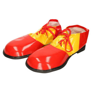 Grote fun verkleed Clown schoenen - geel met rood - one size - Verkleedschoenen