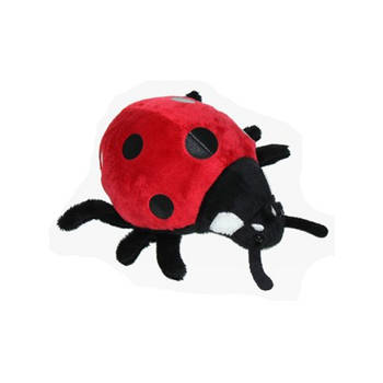 Cornelissen Pluche lieveheersbeestje knuffel - rood/zwart - 15 cm - Insecten dieren knuffels - Knuffeldier