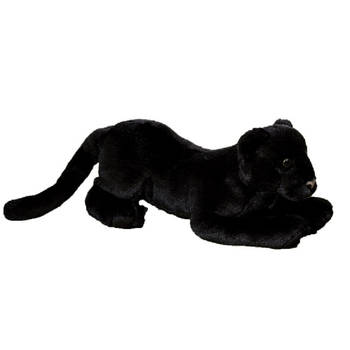 Liggende zwarte panter knuffel van pluche 35 cm - Knuffeldier