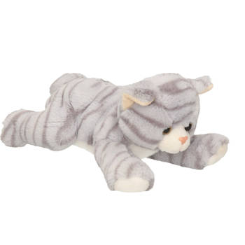 Pluche speelgoed poes/kat knuffeldier grijs 25 cm - Knuffel huisdieren