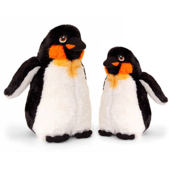 Keel Toys pluche Keizer pinguin knuffeldieren - wit/zwart - staand - 20 en 25 cm - Knuffeldier