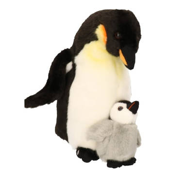 Knuffel Koningspinguin met baby 32 cm - Vogel knuffels