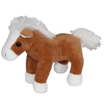 Cornelissen pluche knuffeldier paardje - bruin/wit - 19 cm - boerderijdieren - Paarden knuffels - Knuffel boederijdieren