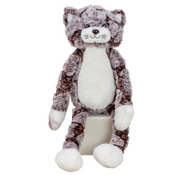 Pluche kat/poes knuffel - extra lange armen en benen - bruin - 50 cm - Knuffel huisdieren