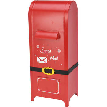 Kerstman brievenbus/mailbox - rood - staand - 50 cm - Santa Mail - Kerstbeeldjes