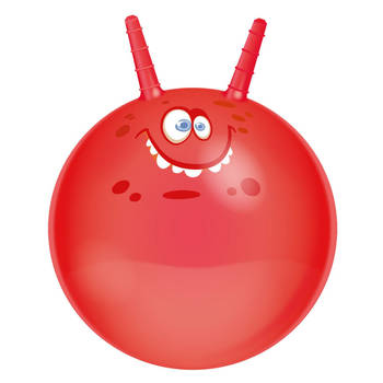 Eddy Toys Skippybal funny faces - rood - Dia 45 cm - buitenspeelgoed voor kleine kinderen - Skippyballen