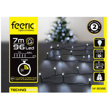 Feeric lights kerstverlichting - helder wit - 7 m - 96 leds - batterij - Kerstverlichting kerstboom