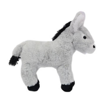 Pia Toys Knuffeldier Ezel - pluche stof - premium kwaliteit knuffels - grijs - 22 cm - Knuffel boederijdieren