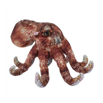 Pia Toys Knuffeldier Inktvis/octopus - zachte pluche stof - premium kwaliteit knuffels - bruin - 30 cm - Knuffel zeedier