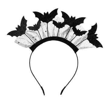 PartyDeco vleermuizen diadeem/tiara - zwart - kunststof - Halloween thema - Verkleedhoofddeksels