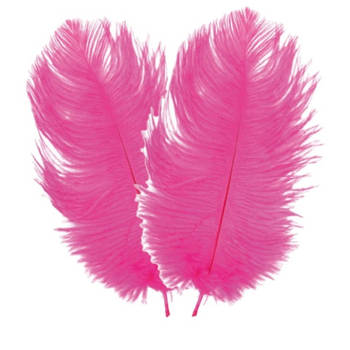 Chaks Struisvogelveren/sierveren - 2x - fuchsia - 30-35 cm - decoratie/hobbymateriaal - Verkleedveren