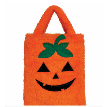 Fiestas Guirca Trick or treat snoeptas - pompoen - oranje - 19 x 23 cm - Feestdecoratievoorwerp