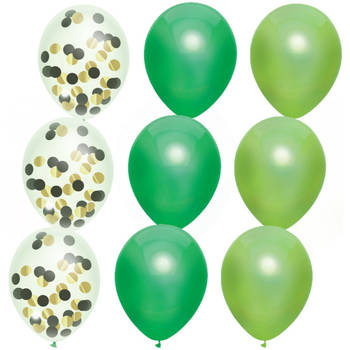 Feestversiering groen-kleuren-mix thema ballonnen 12x stuks 30 cm - Ballonnen