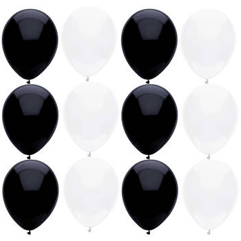 Ballonnen verjaardag/thema feest - 200x stuks - zwart/wit - Ballonnen