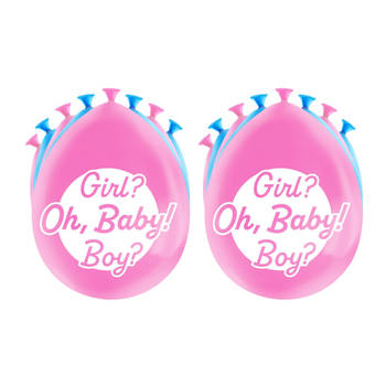 24x stuks Gender reveal party ballonnen - roze/blauw - latex - ca 30 cm - Ballonnen