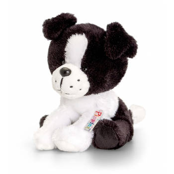 Zittende pluche honden Border Collie knuffel 14cm - Knuffel huisdieren