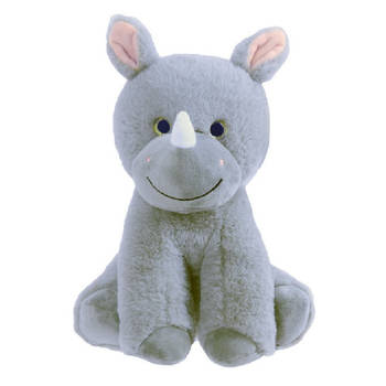 Knuffeldier Neushoorn Olly - zachte pluche stof - dieren knuffels - grijs - 24 cm - Knuffeldier