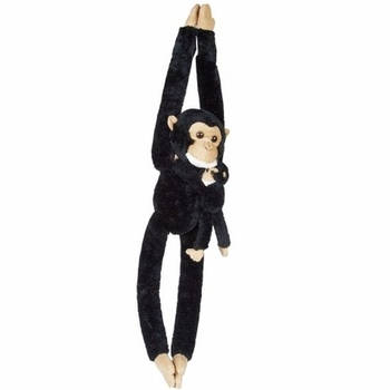 Pluche chimpansee met baby knuffeldier 84 cm - Knuffel bosdieren