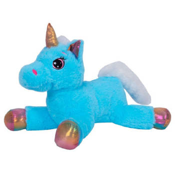 Knuffeldier Eenhoorn Mistica - zachte pluche stof - dieren knuffels - blauw - 39 cm - Knuffeldier