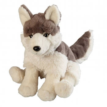 Grijze wolf/wolven knuffel 30 cm knuffeldieren - Knuffel bosdieren