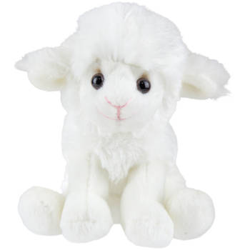 Pluche knuffel dieren zittende schaap/lammetje 15 cm - Knuffel boederijdieren