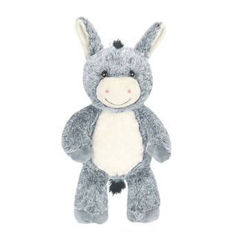 Knuffeldier Ezel Hendrik - zachte pluche stof - dieren knuffels - grijs - 33 cm - Knuffel boederijdieren