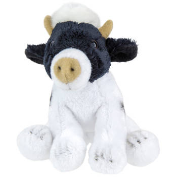 Pluche knuffel dieren zittende koe 15 cm - Knuffel boederijdieren