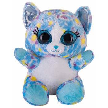 Pluche knuffeldier blauwe kat/poes 20 cm - Knuffel huisdieren