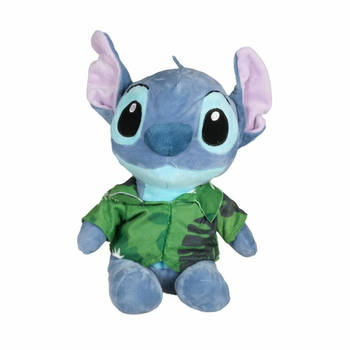 Disney pluche knuffel Stitch - Lilo and Stitch - Hawaii blouse groen - 30 cm - Bekende figuren - Knuffeldier