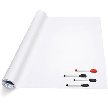 Whiteboard Folie XL Zelfklevend met 4 Stiften met Wisser - 45 x 100 cm