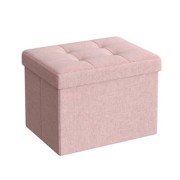 Poef - Hocker - Opberger - Zitbank - met Opbergruimte - Opvouwbaar - 31x31x41 - Roze