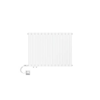 Paneelradiator horizontaal enkellaags met ovale buizen 600x780 mm wit met zijaansluiting LuxeBath