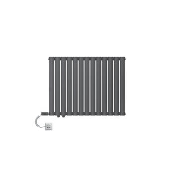 Paneelradiator horizontaal enkellaags met ovale buizen 600x780 mm antraciet met LuxeBath zijaansluiting