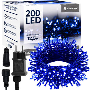 Springos Kerstverlichting 10 m 200 LED Blauw