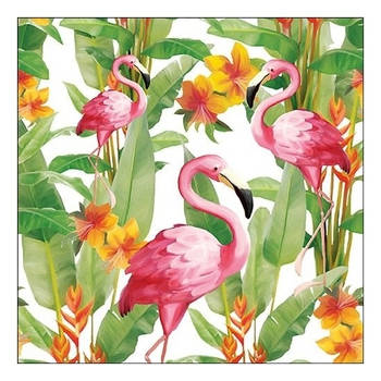 20x Feest servetten hawaii Flamingo 33 x 33 cm - Feestservetten