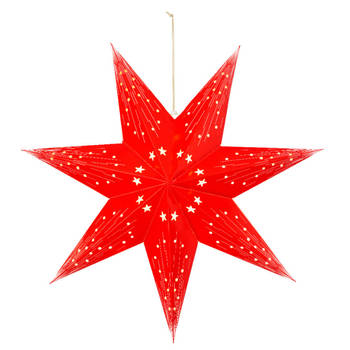 Lumineo Verlichte kerstster - rood - 40 cm - batterij - 20 leds - Kerststerren