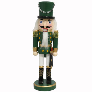 Gerimport notenkraker figuur/beeld - 25 cm - groen - Kerstbeeldjes