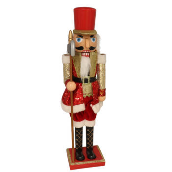 Gerimport notenkraker figuur/beeld - 78 cm - rood - Kerstbeeldjes