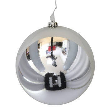 Gerimport Grote decoratie kerstbal - zilver - 15 cm - kunststof - Kerstbal