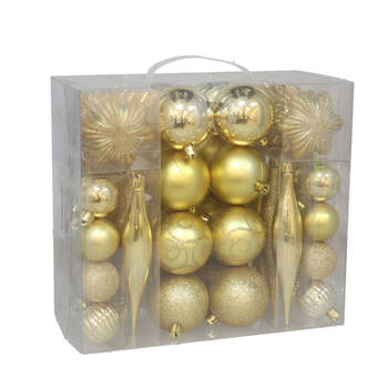 Gerimport Kerstballen en ornamenten -56x - goud kunststof - Kerstbal