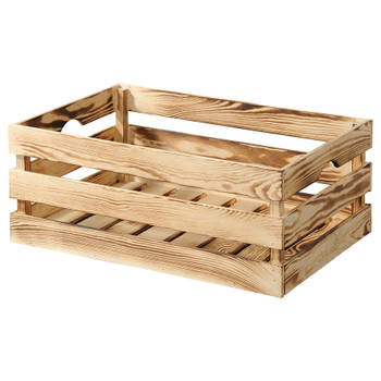 Kesper Fruitkisten opslagbox - old look - lichtbruin - hout - L58 x B39 x H24 cm - Opbergkisten