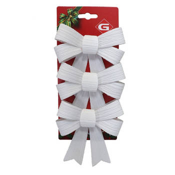 Gerimport kerst ornamenten strikjes 3x- rood -10 x 13 cm - Kersthangers