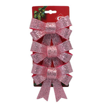 Gerimport kerststrikken -3x - roze - 10x13 cm - kerstversiering - Kersthangers